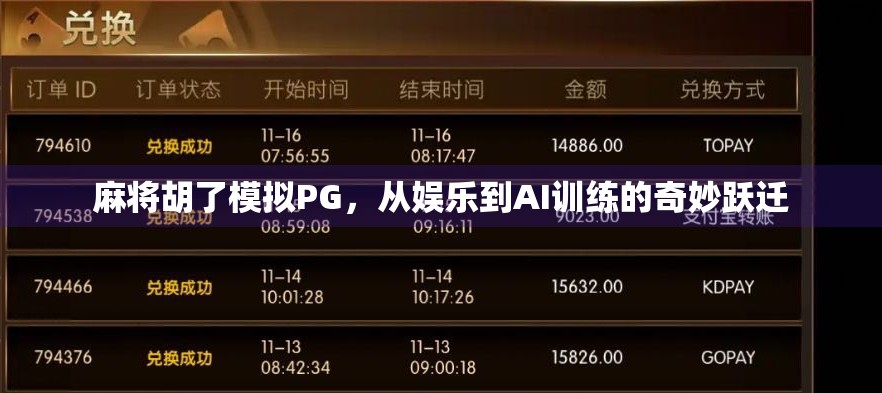 麻将胡了模拟PG，从娱乐到AI训练的奇妙跃迁
